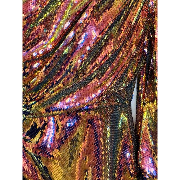 ALEX PERRY Jackson One-sleeve Sequined Satin Mini Dress In Pink NWOT - Size 6 US - Picture 11 of 11